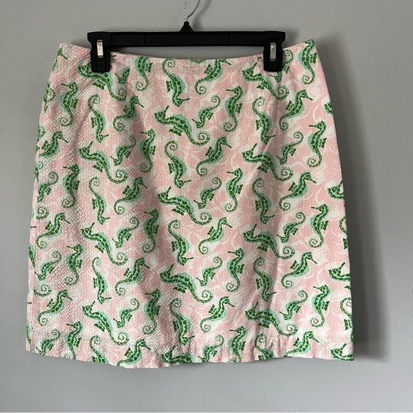 Vineyard Vines Textured Seersucker 100% Cotton Pale Pink Seahorse Mini Skirt 6 - Picture 2 of 15